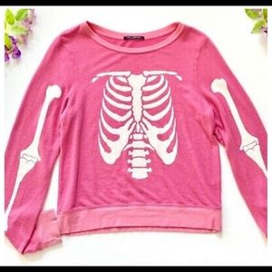 Wildfox couture pink skeleton pullover